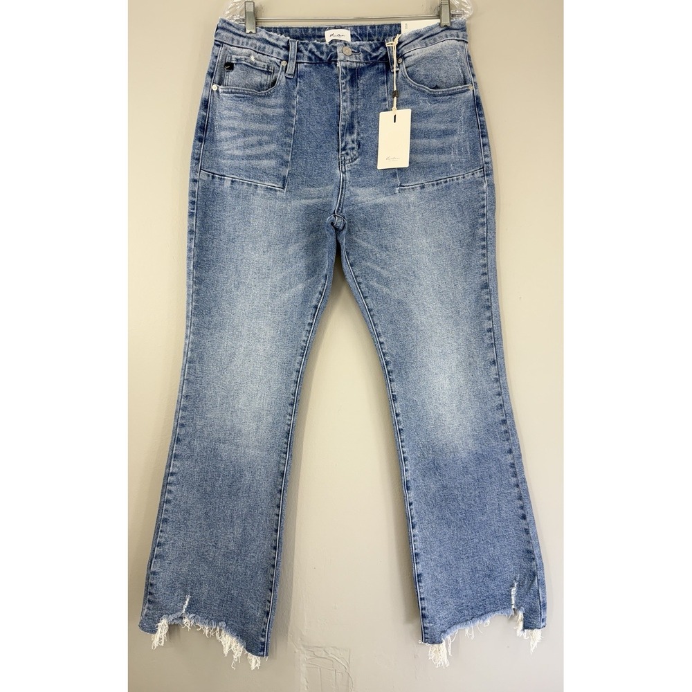 KanCan High Rise Flare Jeans Women's 15/31 Petite Stretch Blue Denim NWT